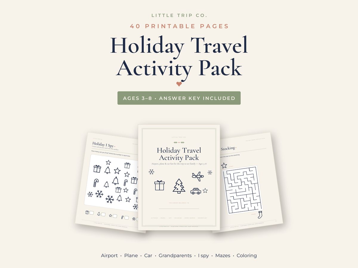 Christmas Kids Travel Activity Pack printable by Little Trip Co.
