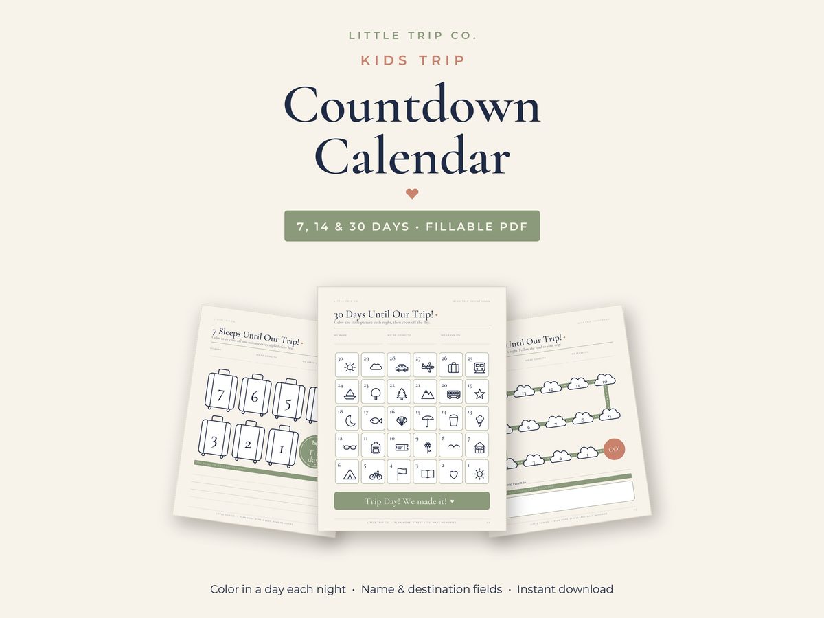 Trip Countdown Calendar printable by Little Trip Co.